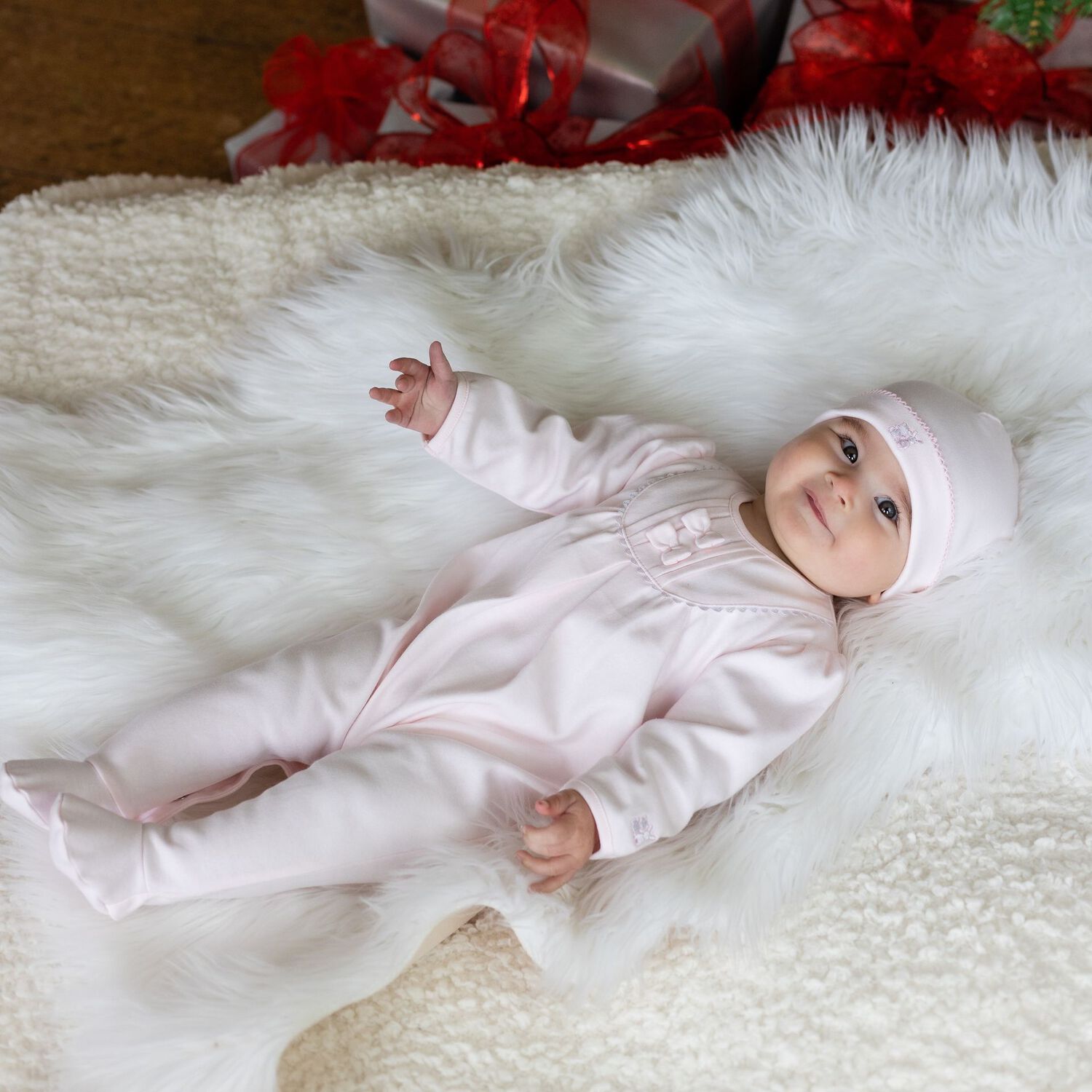 طقم بنات أفرول قطن باللون الوردي, 1, hi-res image number null