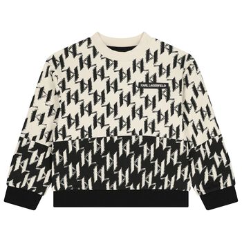 Boys Ivory & Black Logo Sweatshirt