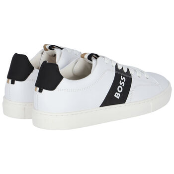 Boys White Logo Trainers
