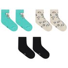 Baby Boys Green, Beige & Black Dino Print Socks ( 3-Pack ), 2, hi-res