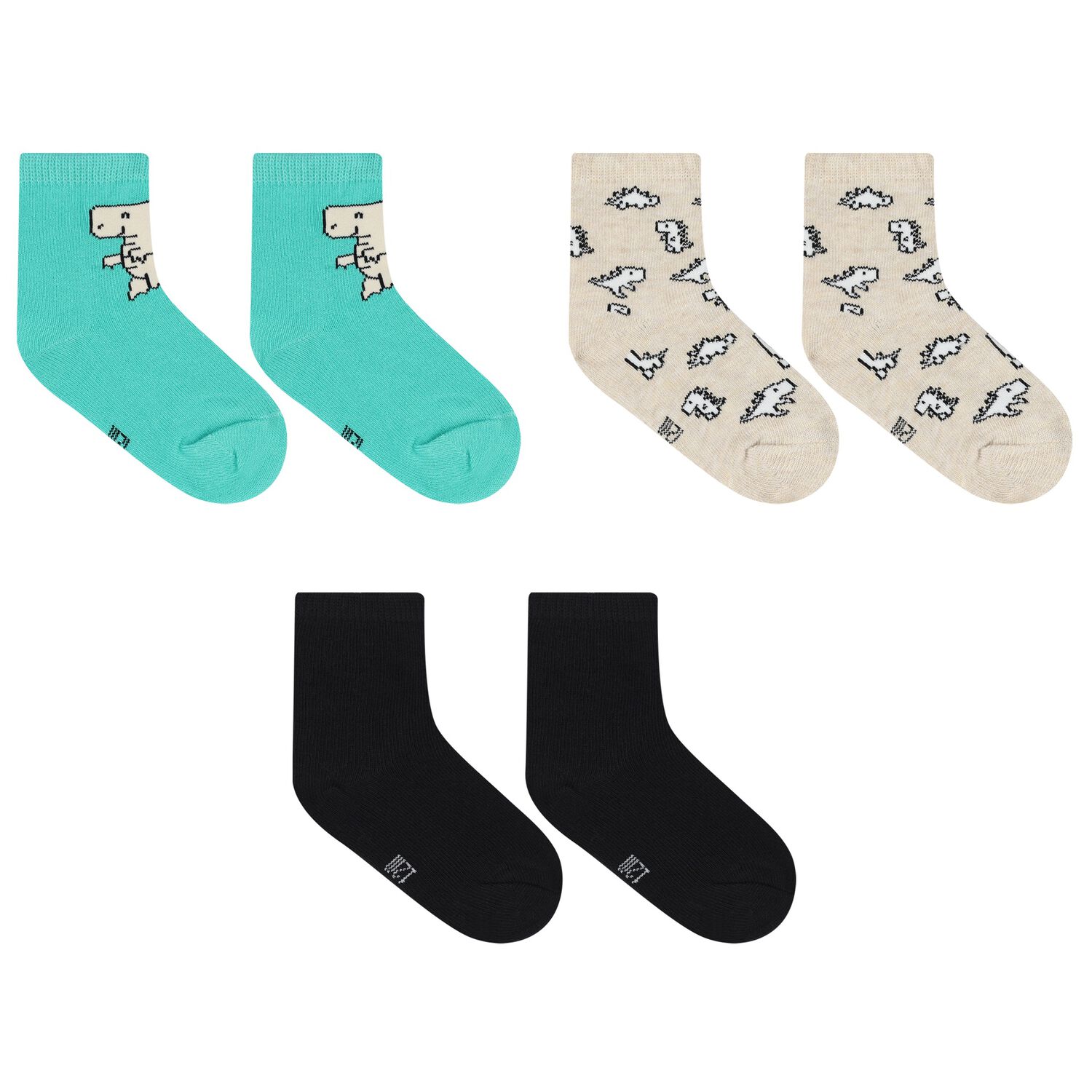 Baby Boys Green, Beige & Black Dino Print Socks ( 3-Pack ), 2, hi-res image number null