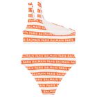 Girls White & Orange Striped Bikini, 1, hi-res