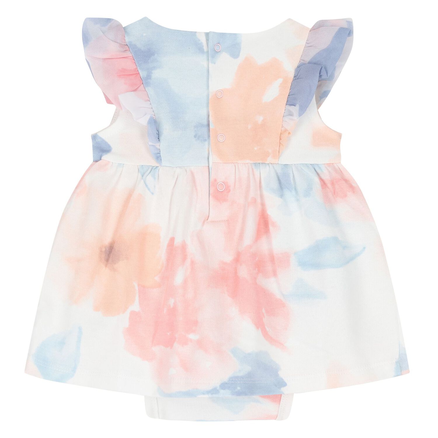 Baby Girls Pink & Blue Tie Dye Flower Print Bodysuit, 1, hi-res image number null