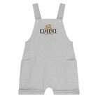 Younger Grey & White Teddy Bear Logo Dungaree Set, 2, hi-res