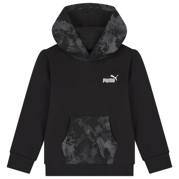 Boys Black Logo Hooded Top