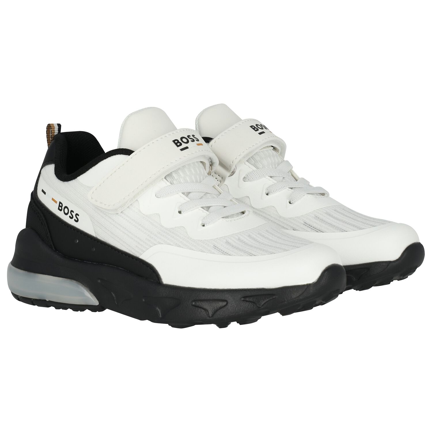 Boys White Logo Trainers, 1, hi-res
