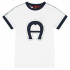 Boys White Logo T-Shirt, 1, hi-res