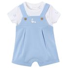 Baby Boys White & Blue Romper, 2, hi-res