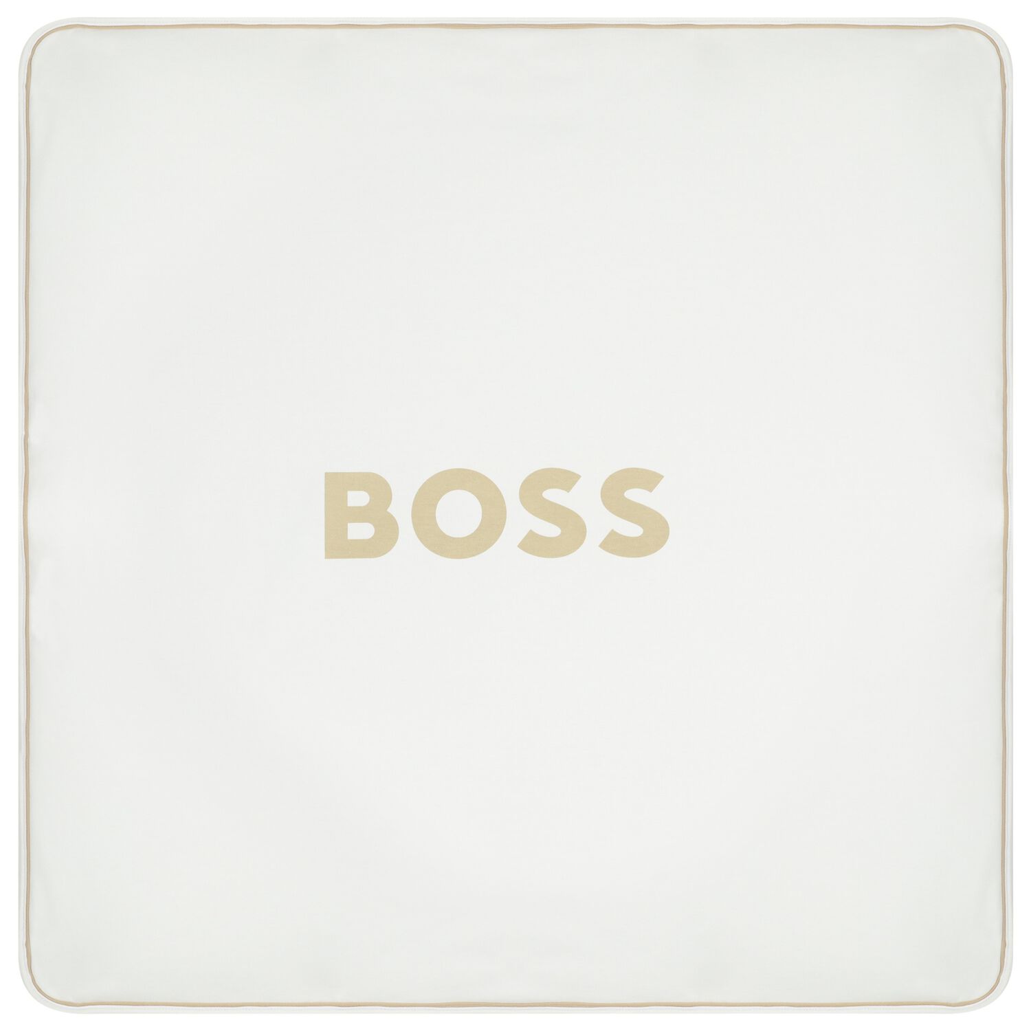 White & Beige Striped Logo Baby Blanket , 1, hi-res