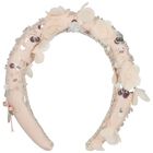 رايطة رأس للبنات من الترتر مزينه بالزهور  باللون الوردي, 1, hi-res