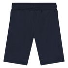 Younger Boys Navy Blue Logo Shorts, 1, hi-res