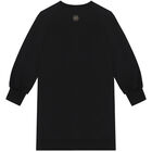 Girls Black Logo Sweatshirt Dress, 1, hi-res