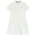 Girls White Logo Polo Dress, 1, hi-res