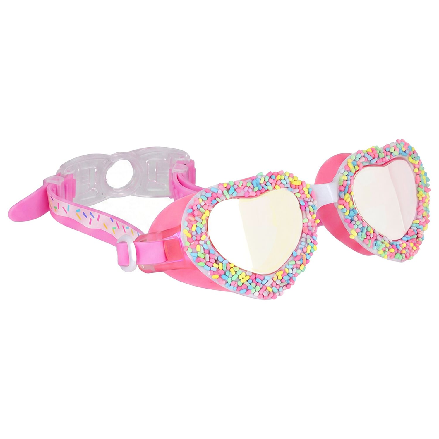 Girls Pink Heart Swimming Goggles, 1, hi-res
