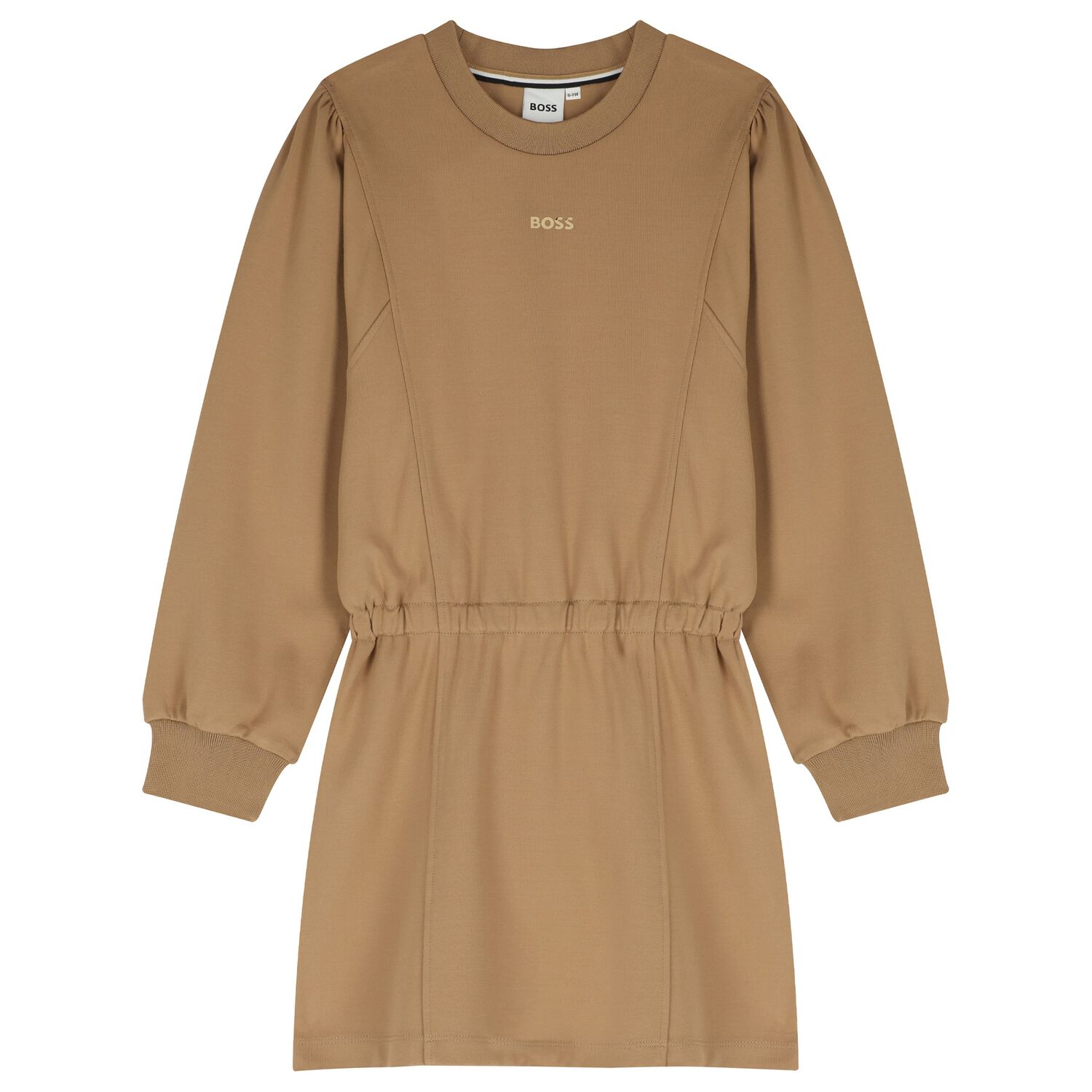 Girls Beige Logo Dress, 1, hi-res