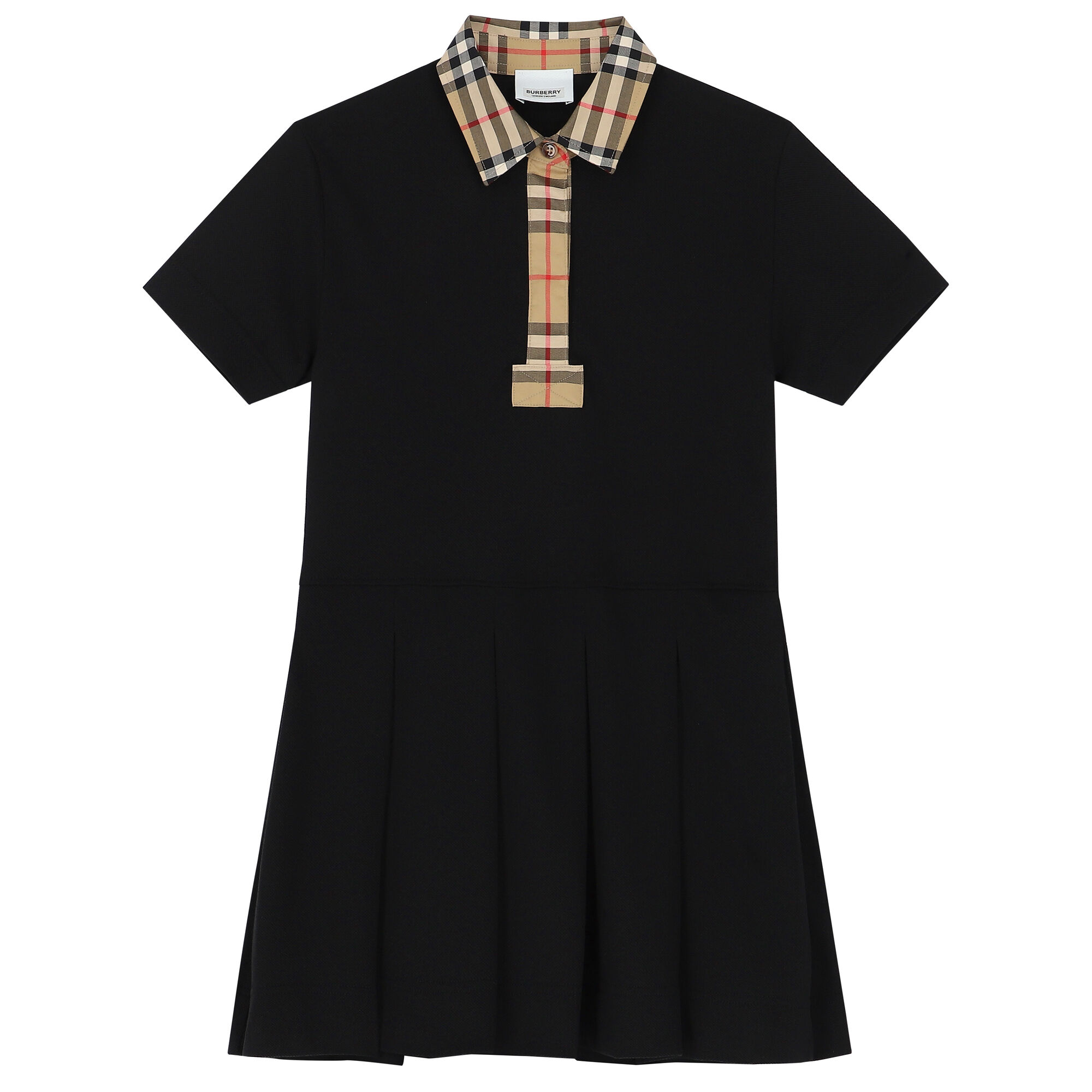 Burberry Girls Black Checkered Polo Dress Junior Couture UAE