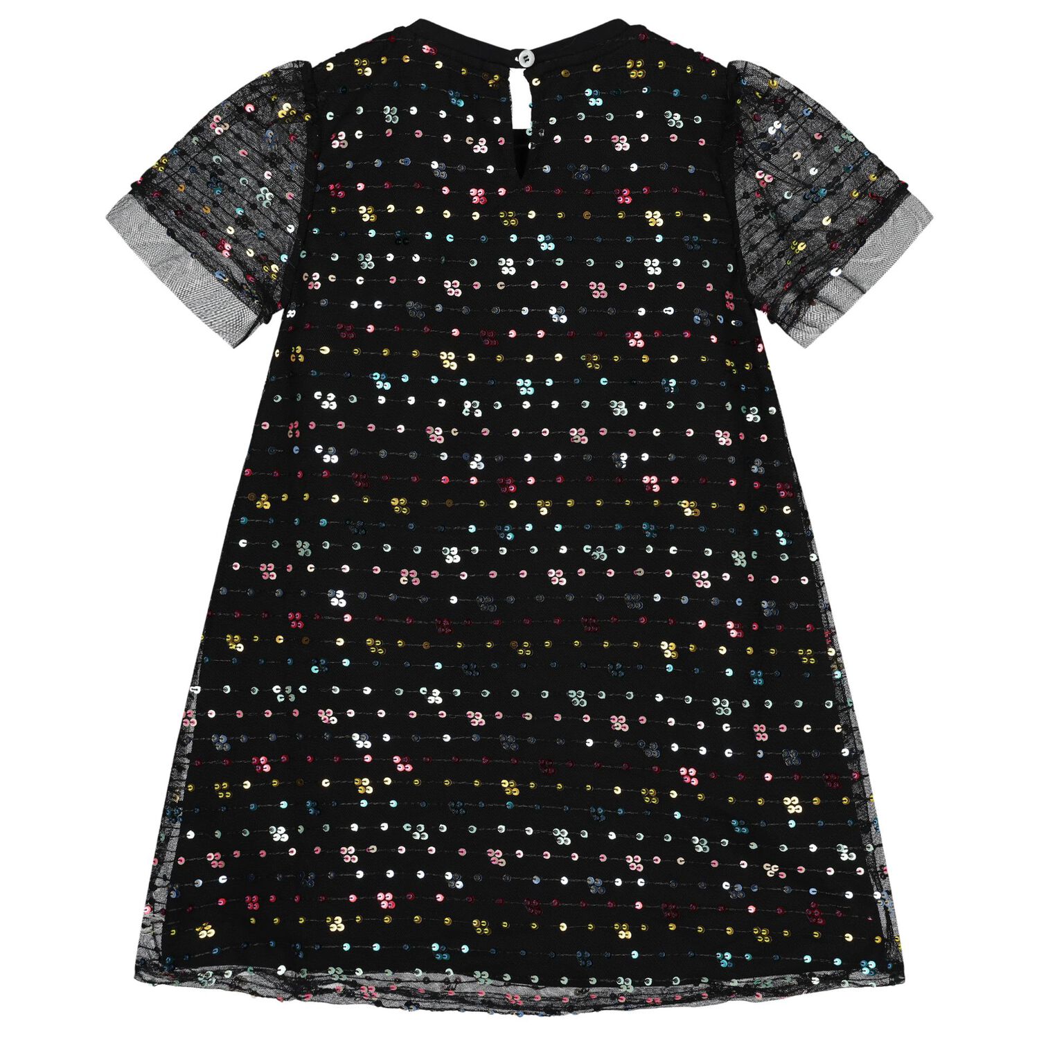 Girls Black Sequin Tulle Dress, 1, hi-res image number null