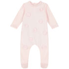 Baby Girls Pink Floral Babygrow, 1, hi-res