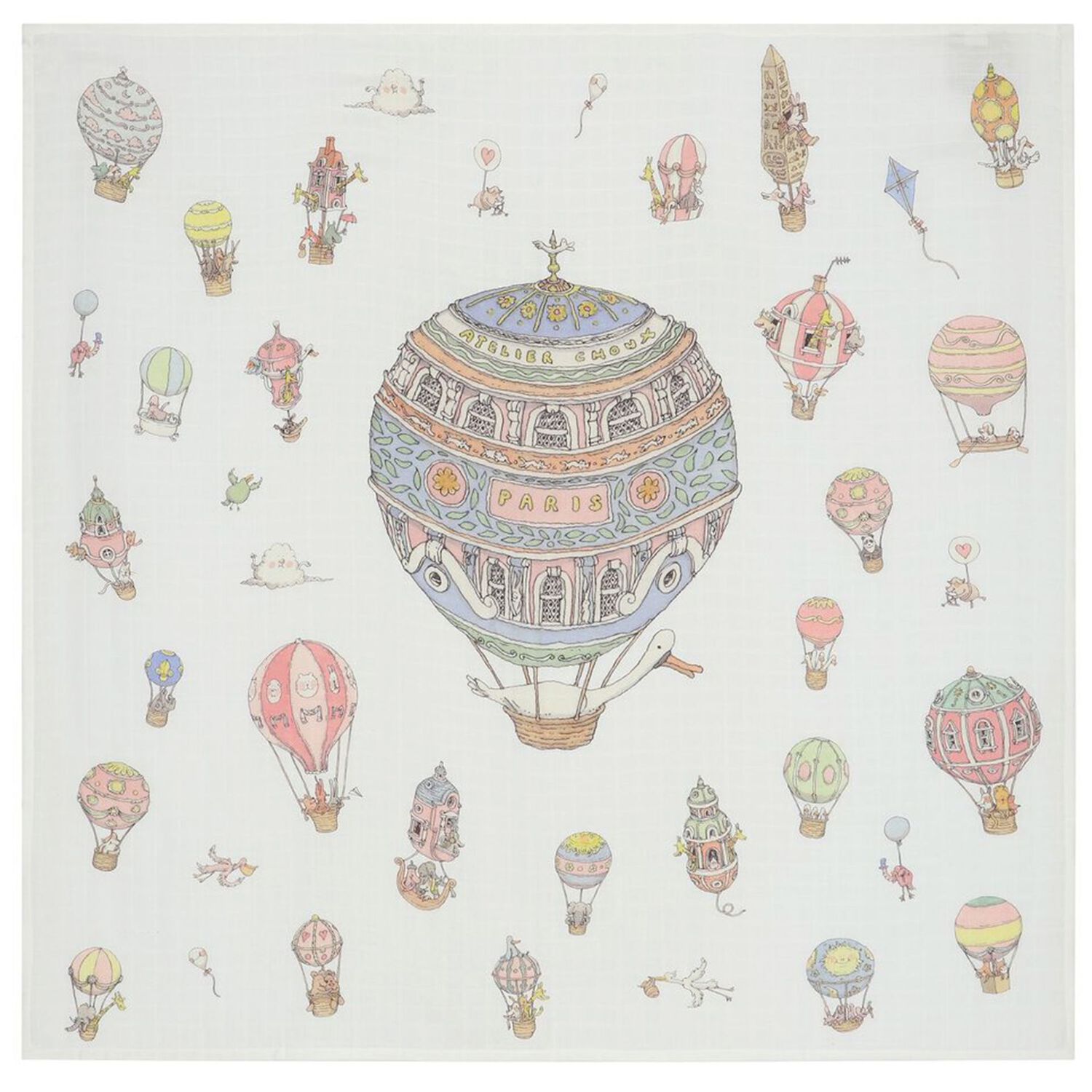 White Hot Air Balloons Baby Carré Swaddle & Bib Gift Set, 1, hi-res