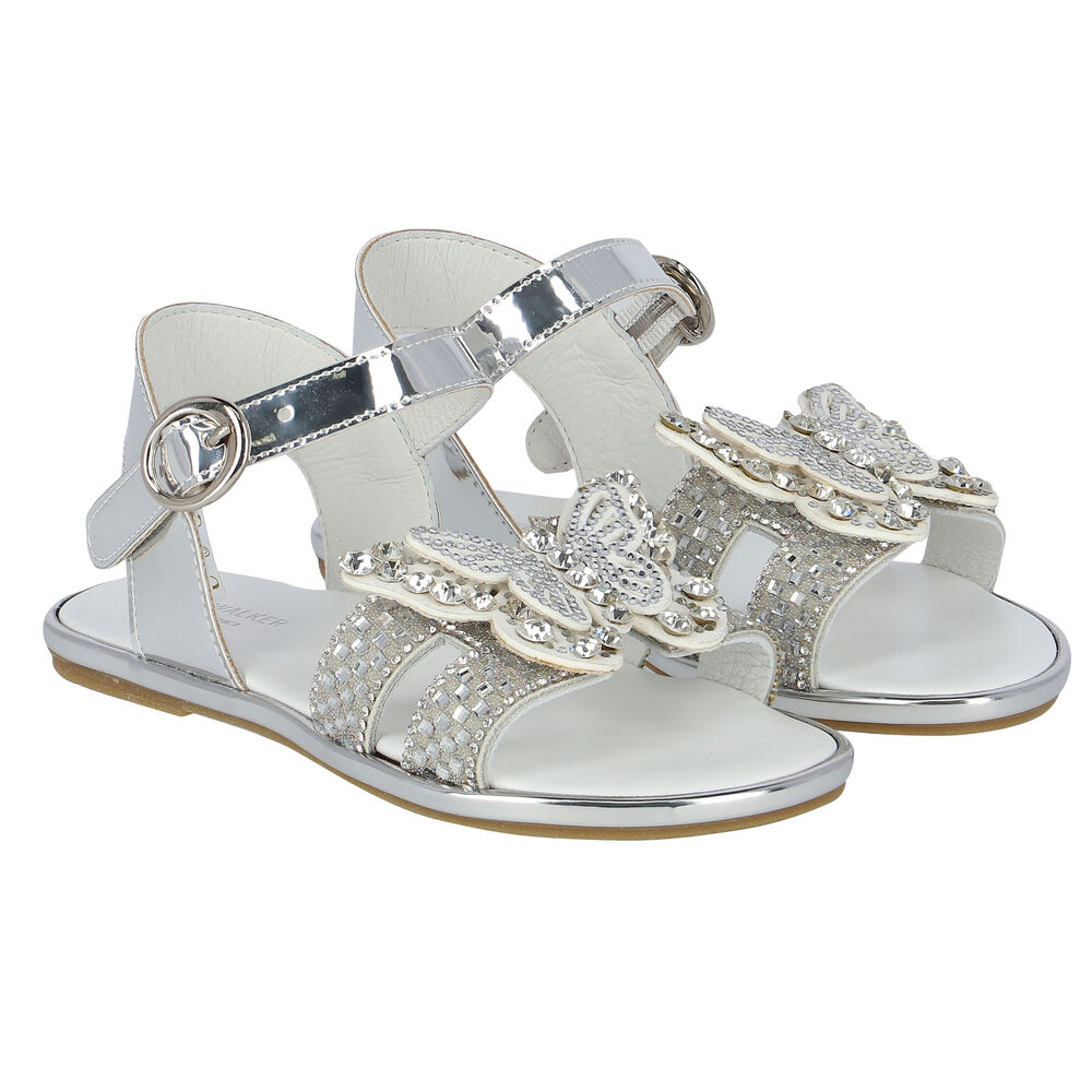 Babywalker Girls Metallic Silver Butterfly Sandals | Junior Couture UAE