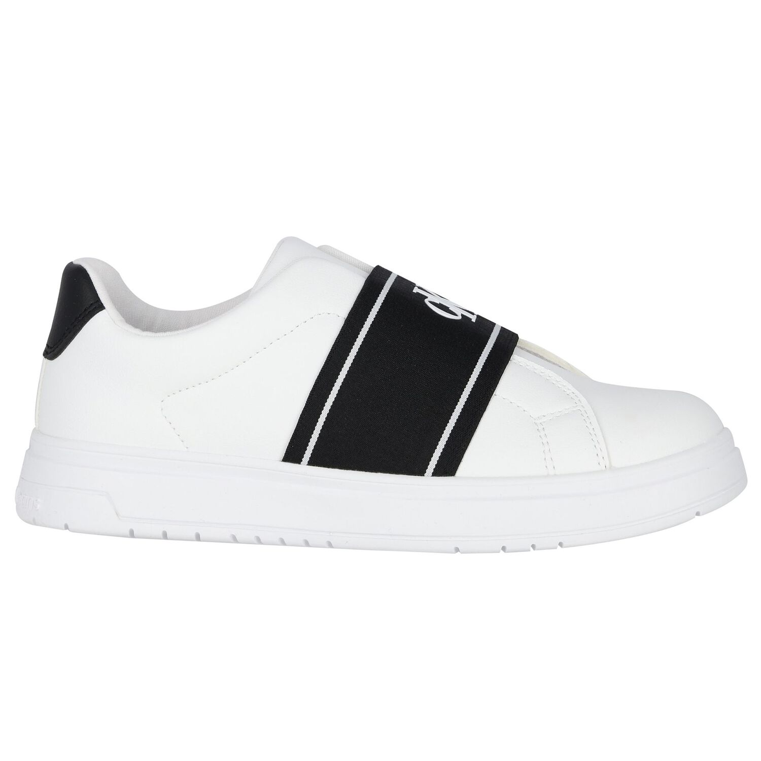 White & Black Logo Trainers, 2, hi-res