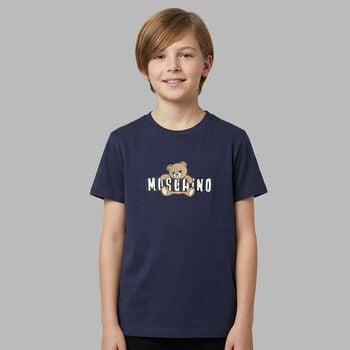 Navy Blue Teddy Bear Logo T-Shirt