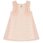 Younger Girls Pink Logo Chiffon Dress, 1, hi-res