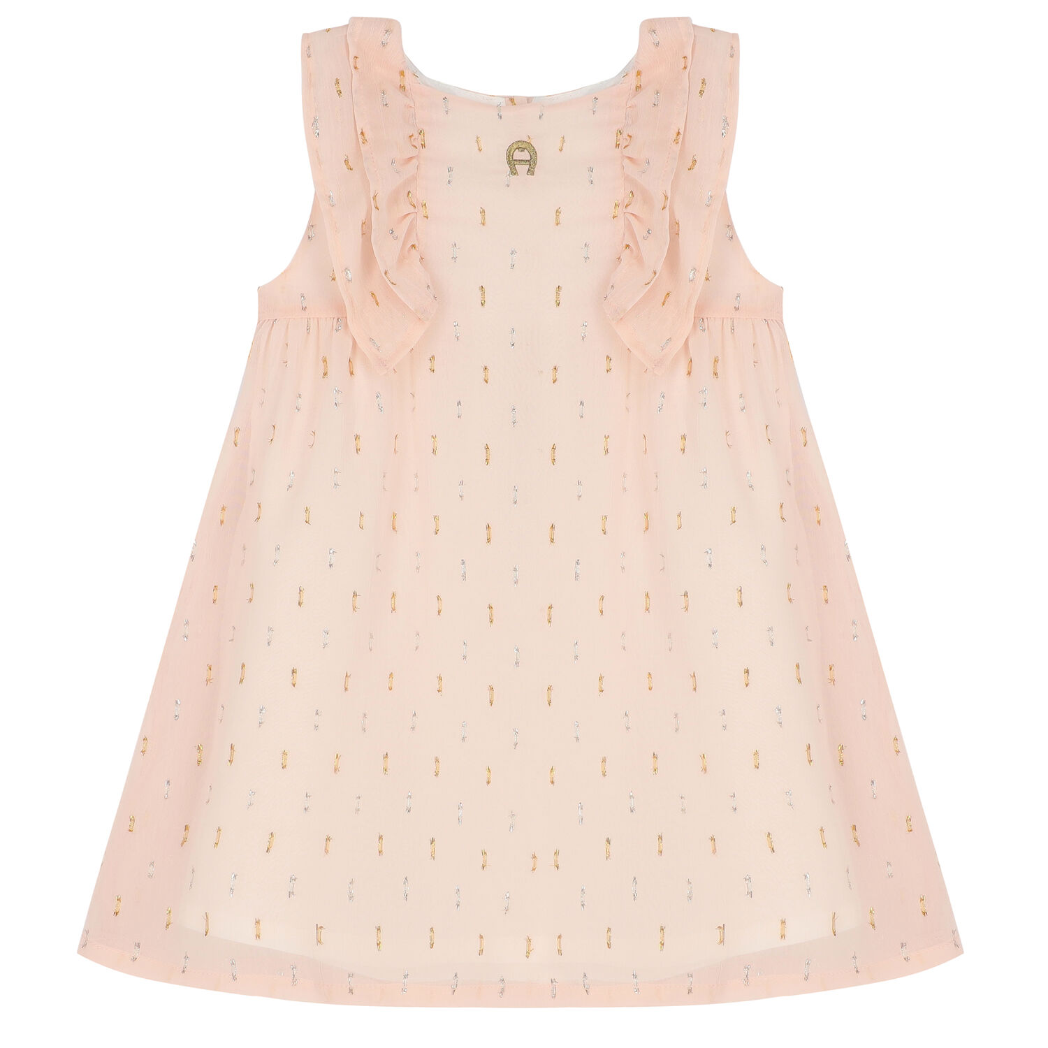 Younger Girls Pink Logo Chiffon Dress, 1, hi-res