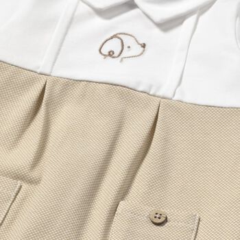 Baby Boys Ivory & Beige Babygrow