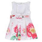 Girls White Floral Print Dress, 1, hi-res