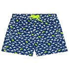 Boys Navy Blue Sharks Swim Shorts, 1, hi-res