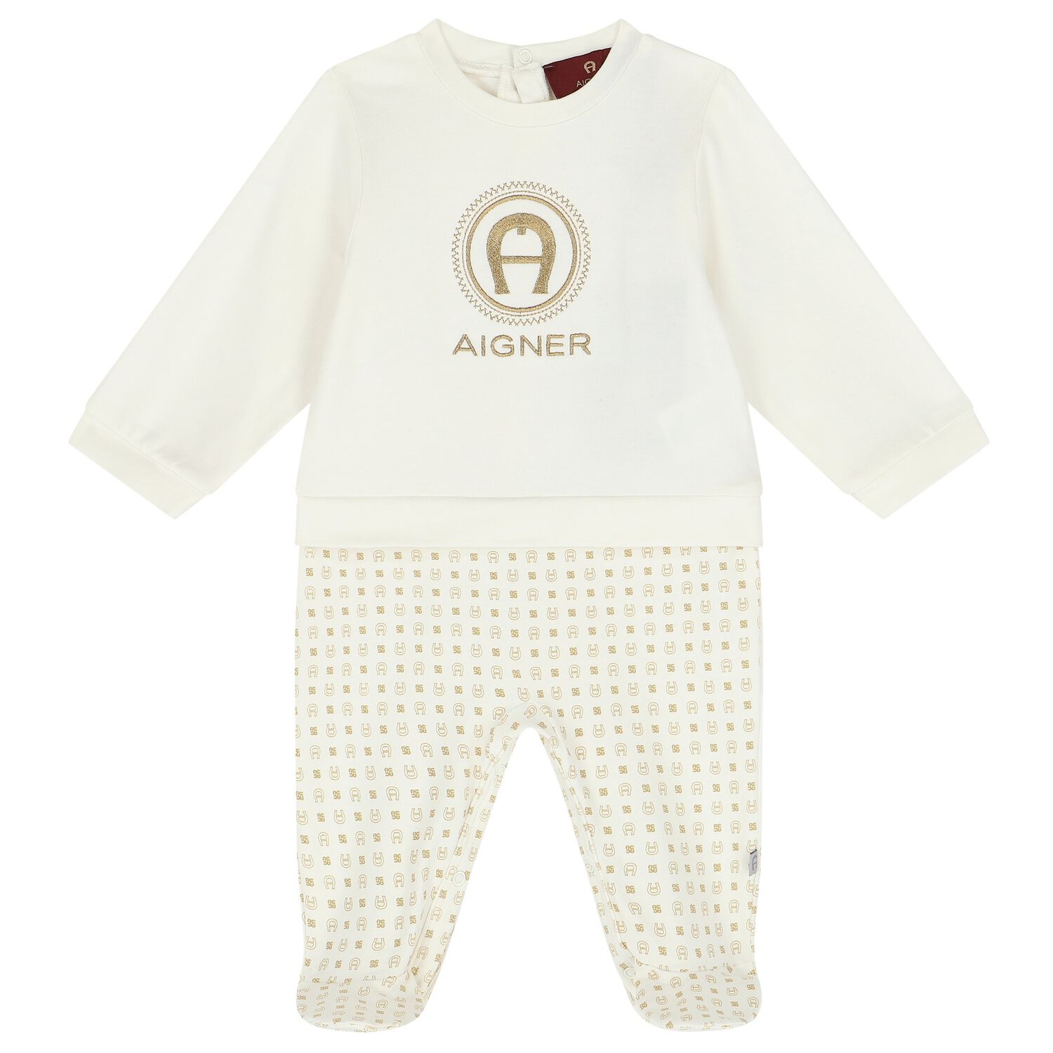 Ivory & Gold Logo Babygrow, 1, hi-res image number null