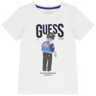 Boys White Teddy Bear Logo T-Shirt, 2, hi-res