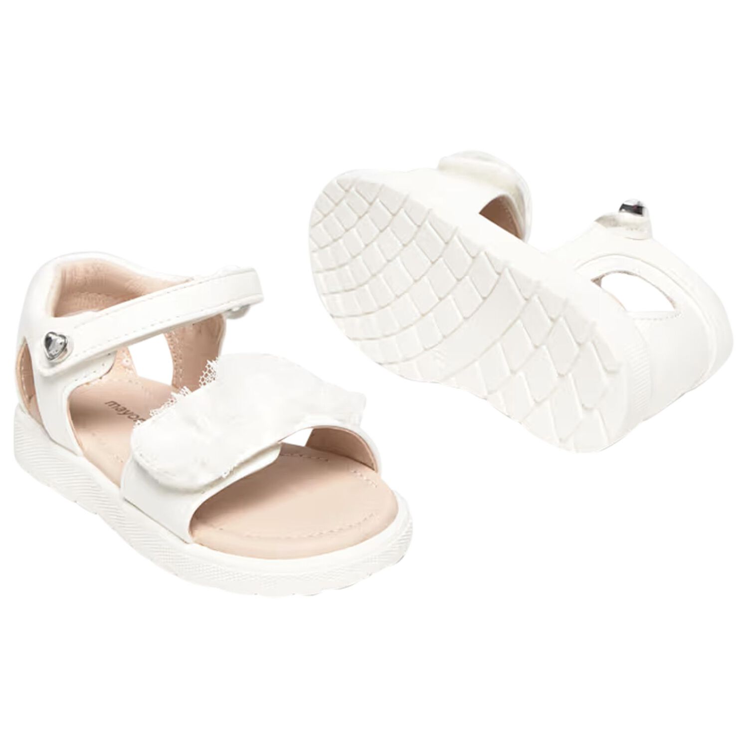 Younger Girls White Logo Sandals, 2, hi-res