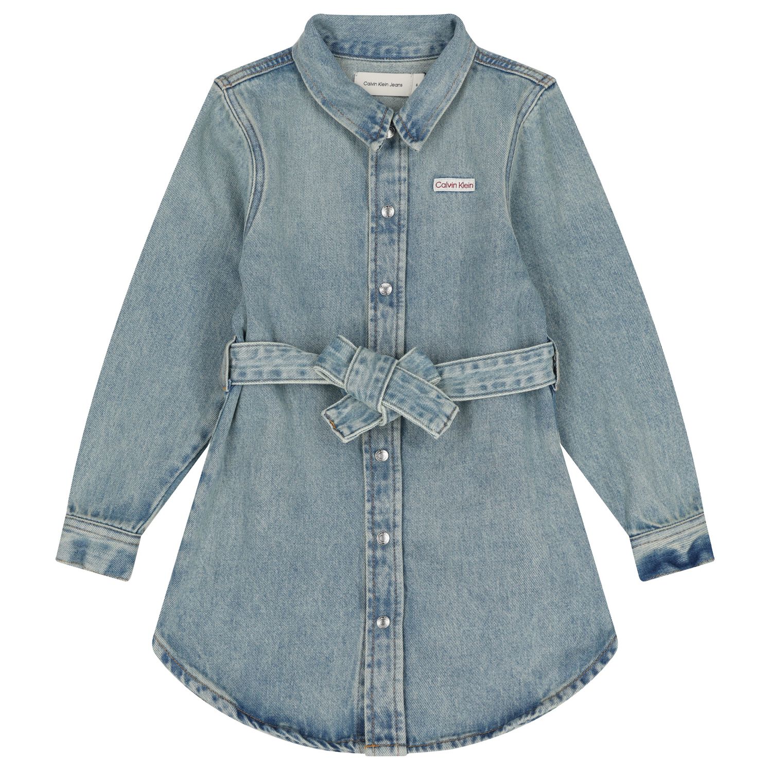 Girls Blue Logo Denim Dress, 1, hi-res