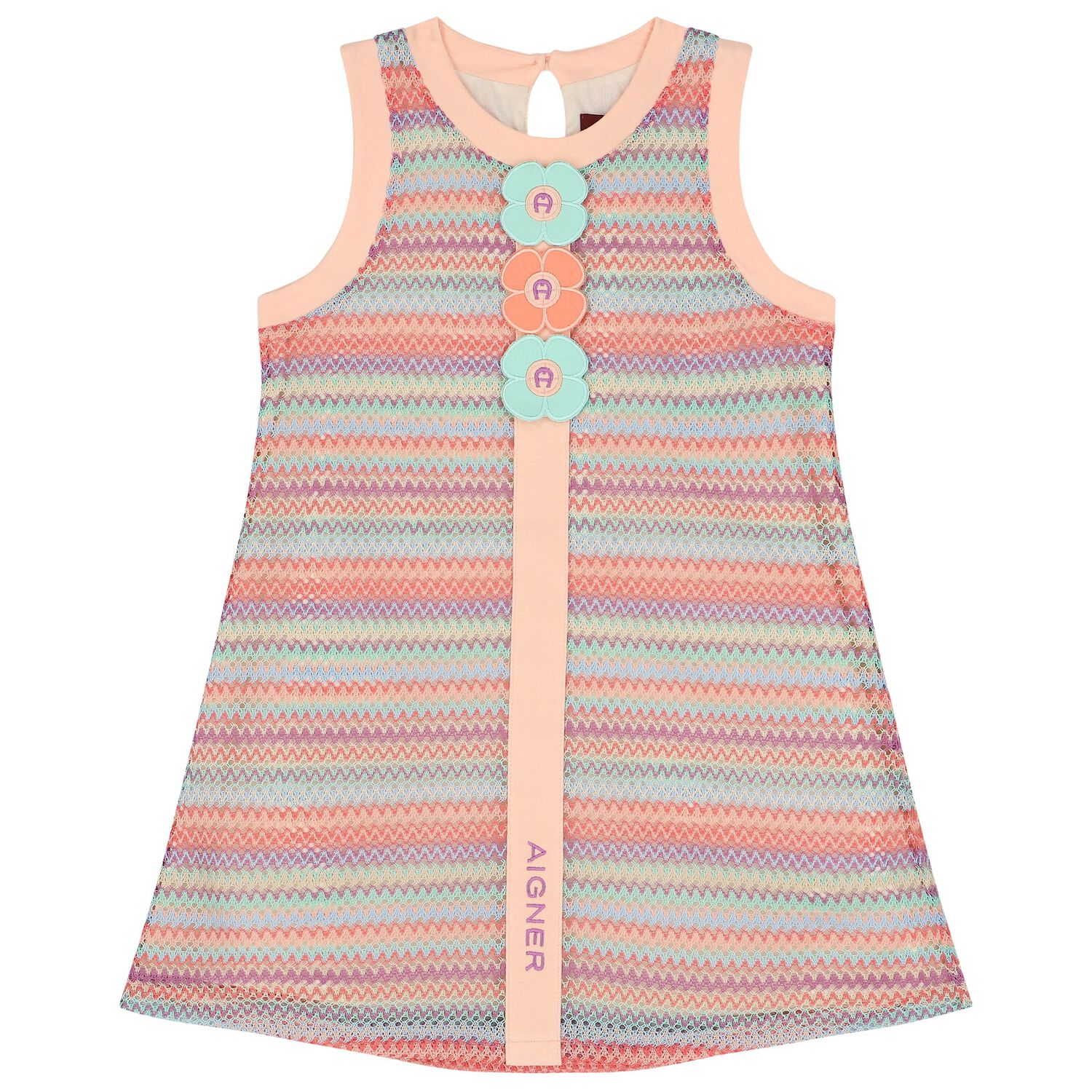 فستان بنات مخطط باللون الوردى, 1, hi-res