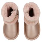 Younger Girls Rose Gold Faux Leather Boots, 4, hi-res