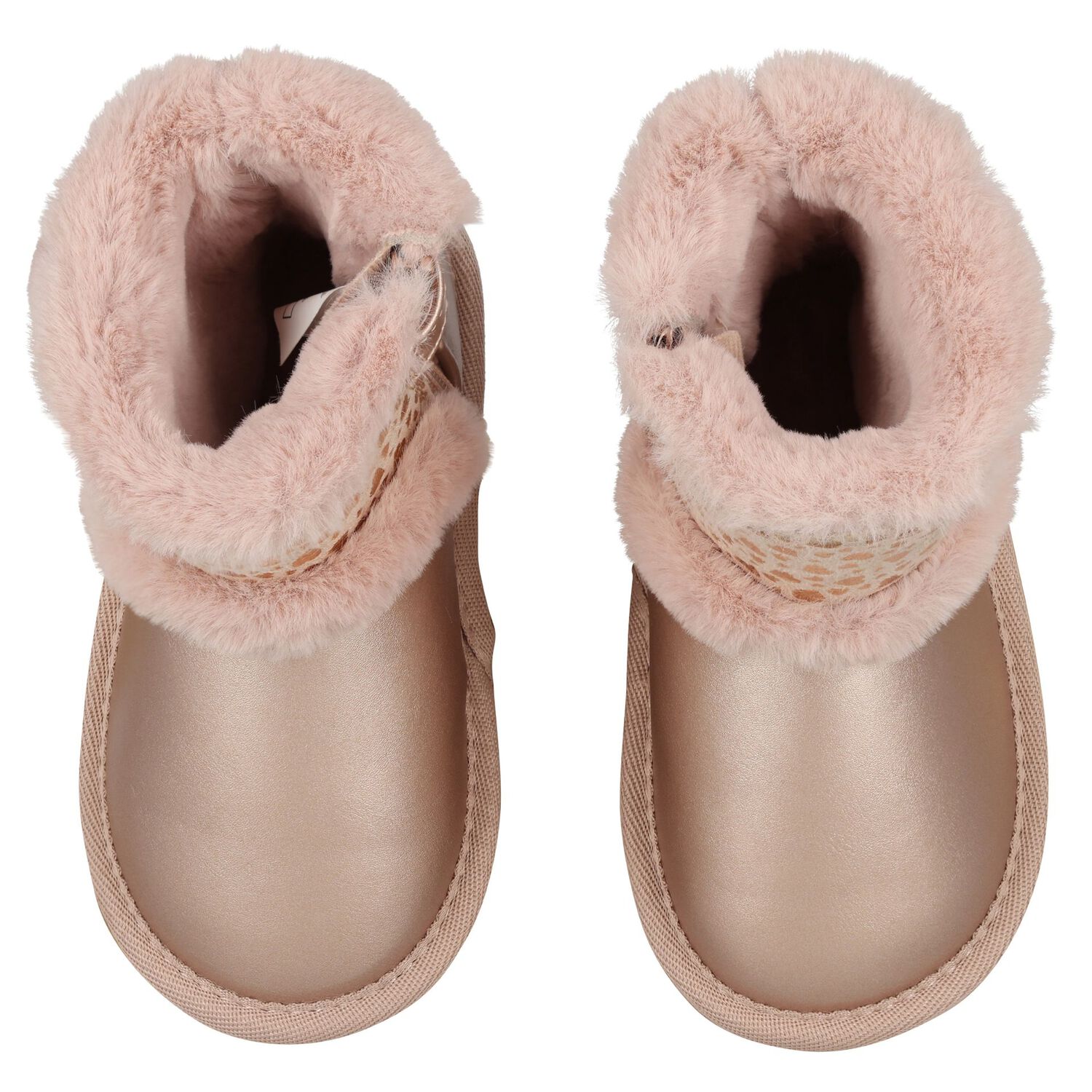 Younger Girls Rose Gold Faux Leather Boots, 4, hi-res
