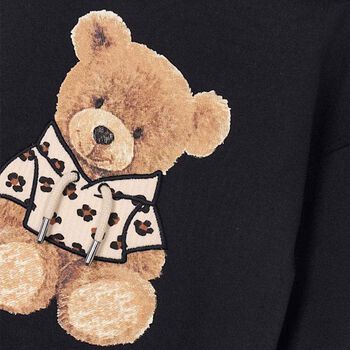 Girls Black Fleece Hooded Dress