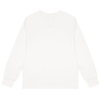 Boys White Logo Long Sleeve Top