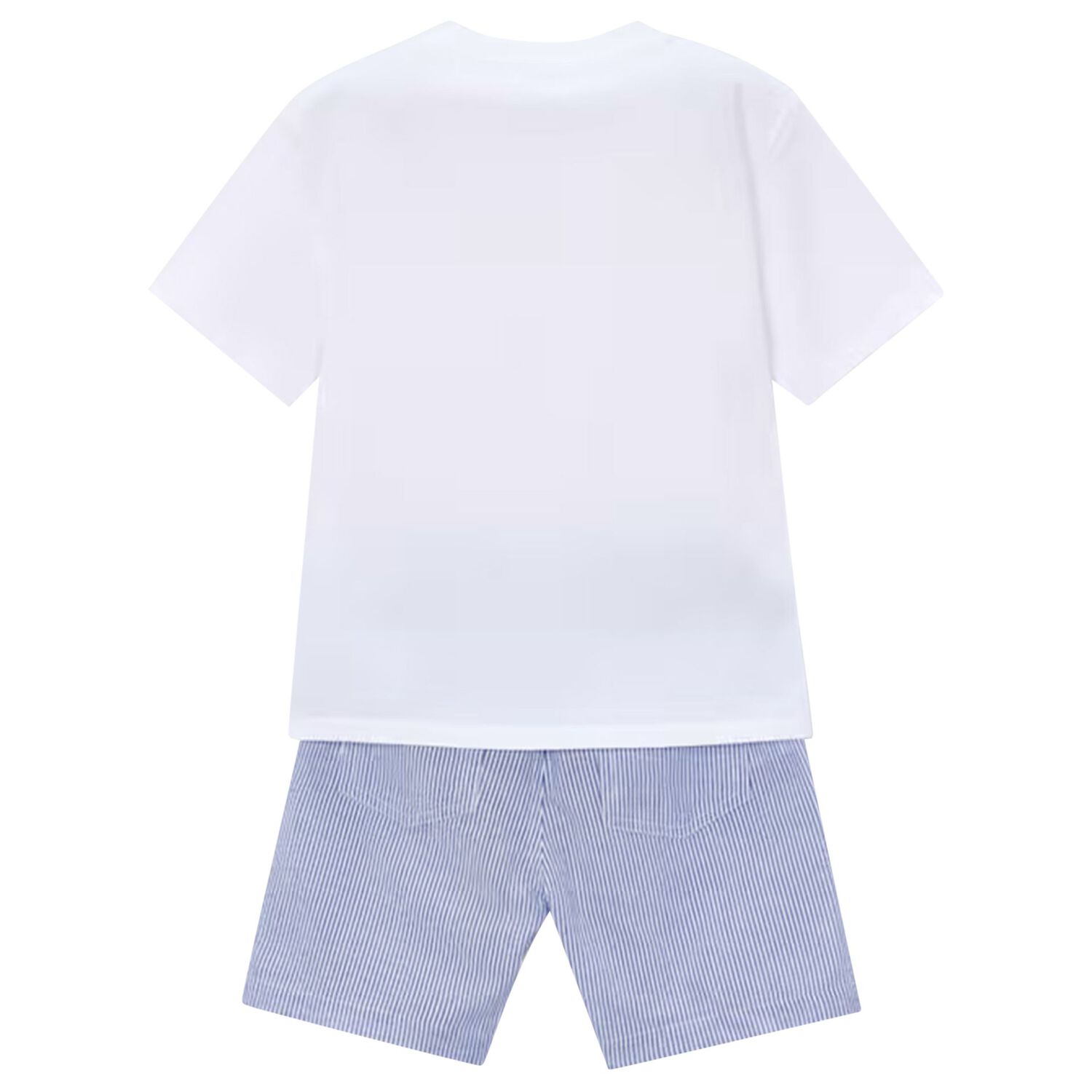 Boys White & Blue Striped Shorts Set, 1, hi-res