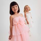 Girls Pink Ruffle Tulle Dress, 2, hi-res