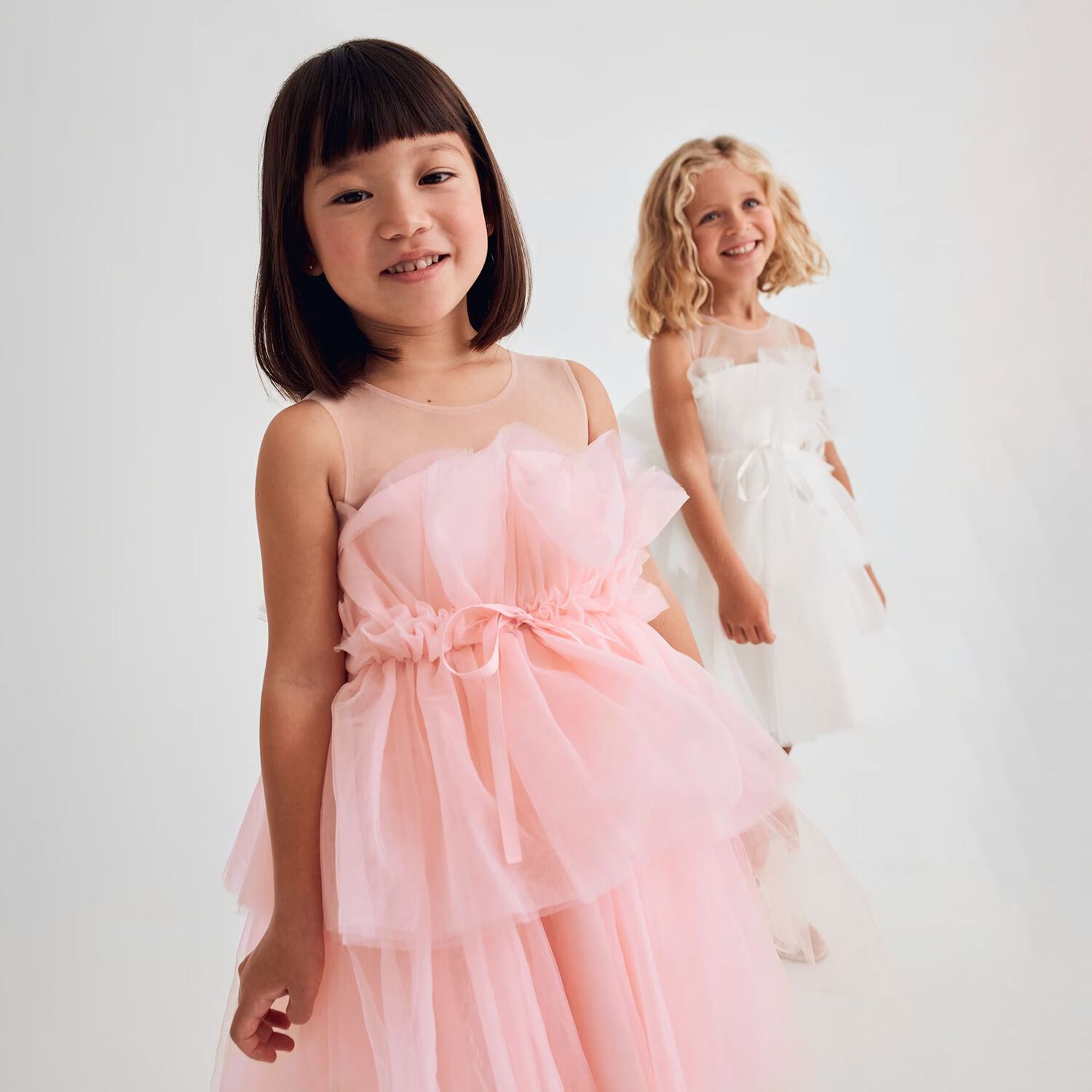 Girls Pink Ruffle Tulle Dress, 2, hi-res image number null