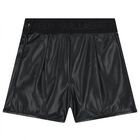 Girls Black Quilted Faux Leather Shorts, 1, hi-res