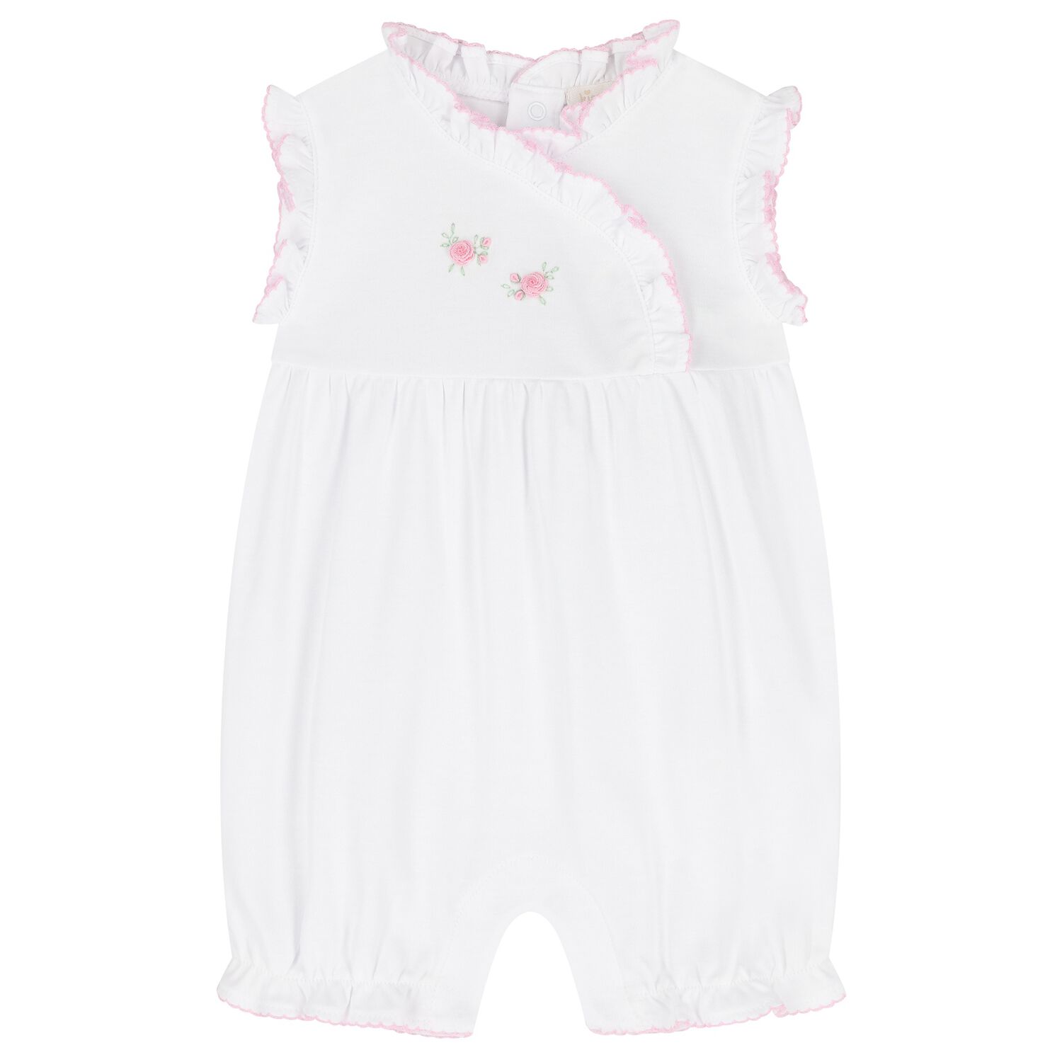 Baby Girls White Cottage Roses Romper, 1, hi-res