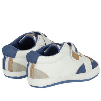 Baby Boys White & Blue Pre Walker Shoes