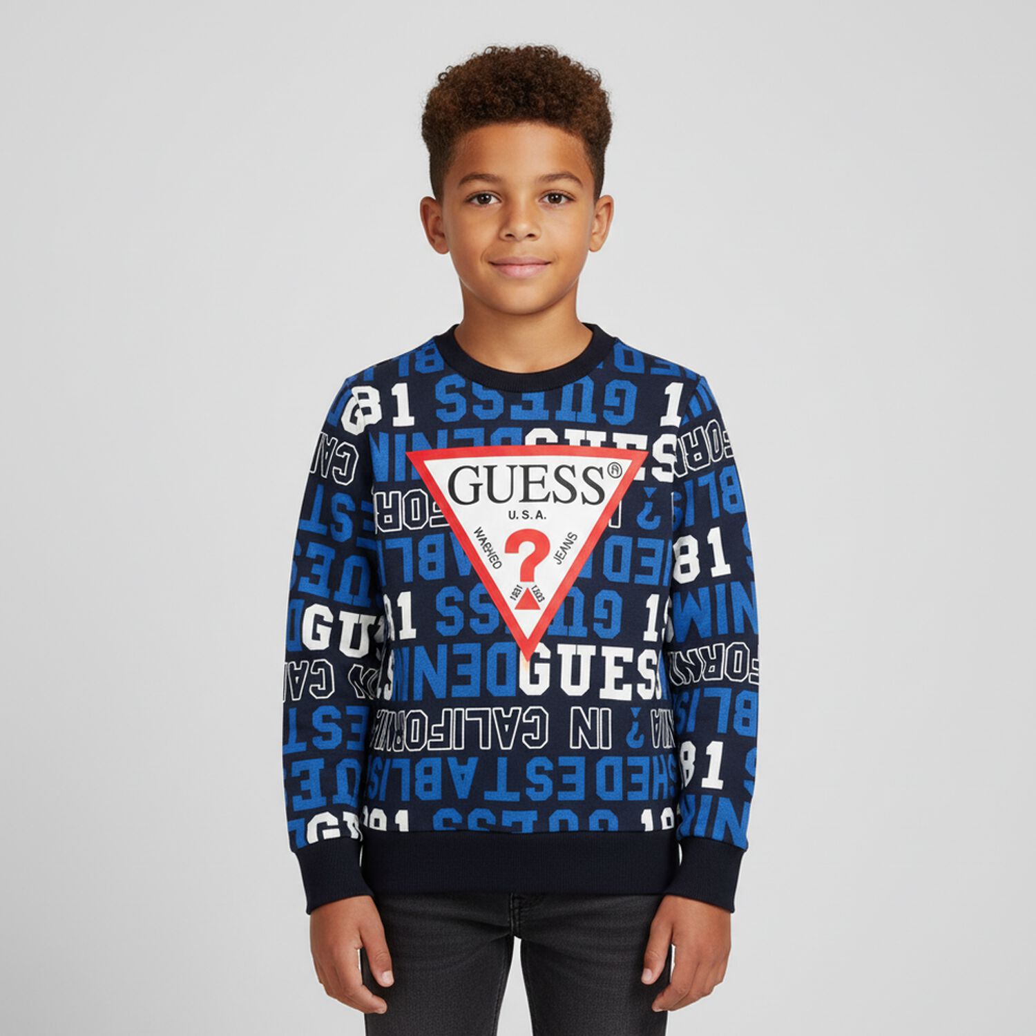 سويتشيرت أولاد بالشعار باللون الكحلي, 3, hi-res image number null