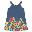 فستان بنات دنيم بالشعار , 1, hi-res