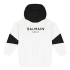 White & Black Logo Hooded Top, 1, hi-res