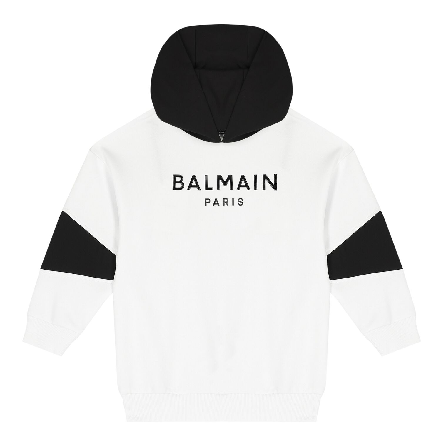 White & Black Logo Hooded Top, 1, hi-res